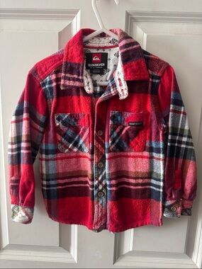 Quiksilver Red and Black Plaid Toddler Flannel Shirt